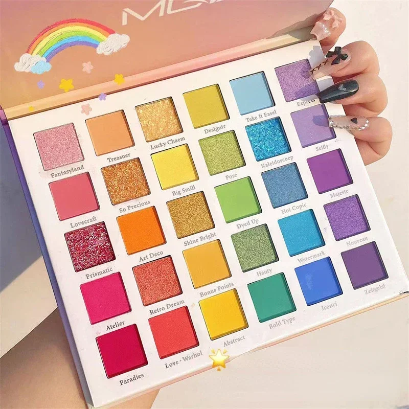 Eye Shadow Palette 30 Colors Rainbow Practical Safe Lightweight for Children Stage Makeup