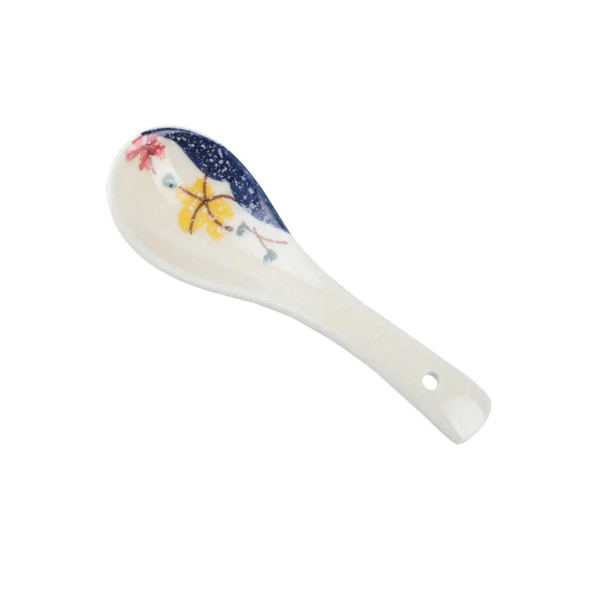 Soup Spoon Japanese-style Ceramic Handpainting Lotus Willow Underglaze Children's Rice Kitchen Tableware