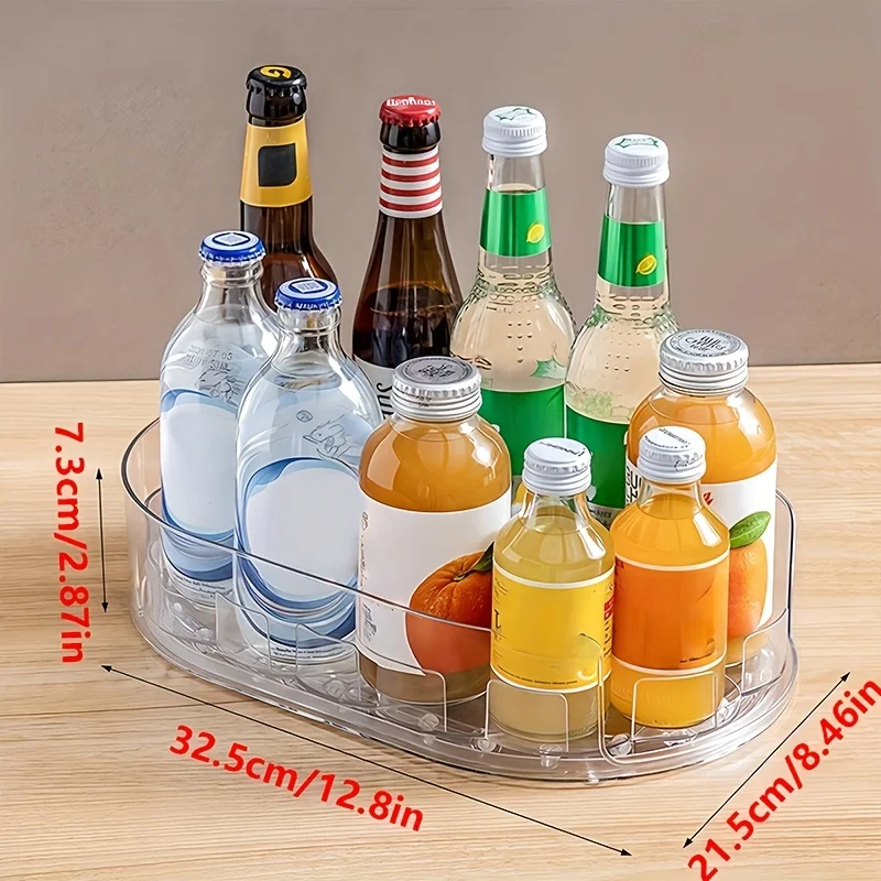 [Space-saving design]360&deg; Rotating Refrigerator Shelf-Long, rectangular removable storage tray