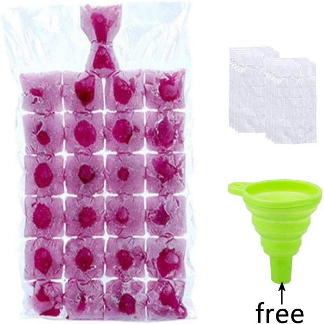 100packs Disposable Ice Cube Bags, Food Grade Self-Sealing Ice Molds Cube  Tray Ice Making Bags Makes Total 2400 Ice Cubes - AliExpress