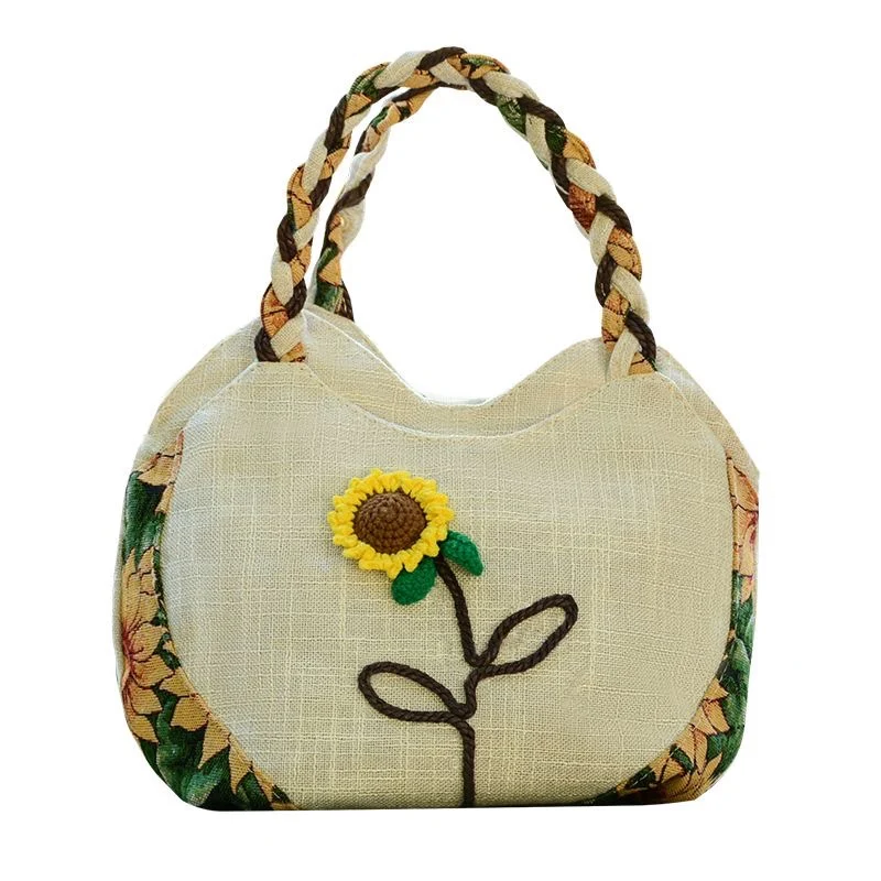 

New Coming Cute national string appliques women handbags!Nice floral embossing small shopping Day Clutches All-match canvas bags