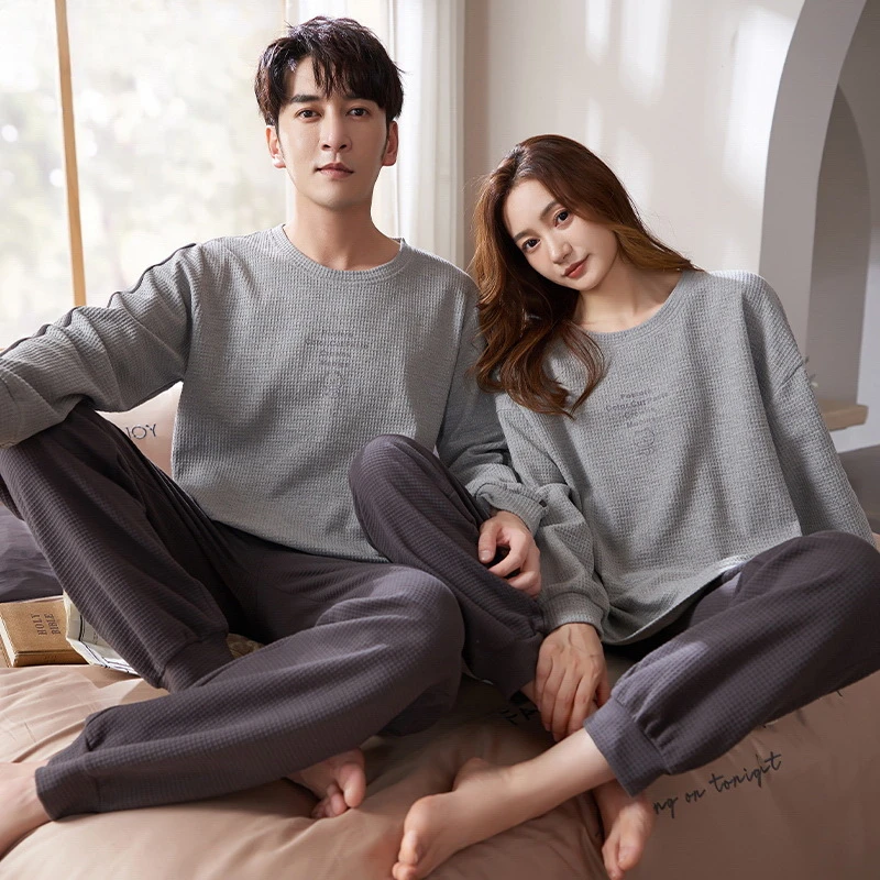 

100% Cotton Couple Pajamas Sets for Women Men Plus Size Sleepwear Comfortable Homewear Autumn Winter Leisure Loungewear Pijamas