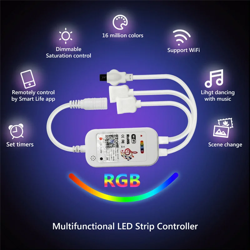 Tuya Smartlife 와이파이 LED 네온 조명 스트립 테이프, 24V LED 스트립, 접착식 RGB 유연한 스트립, 알렉사 구글 홈과 함께 작동