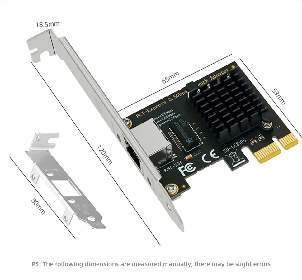 2.5G PCI-E To RJ45 RTL8125B Chip Network Card Gigabit Ethernet PCI Express Netwo
