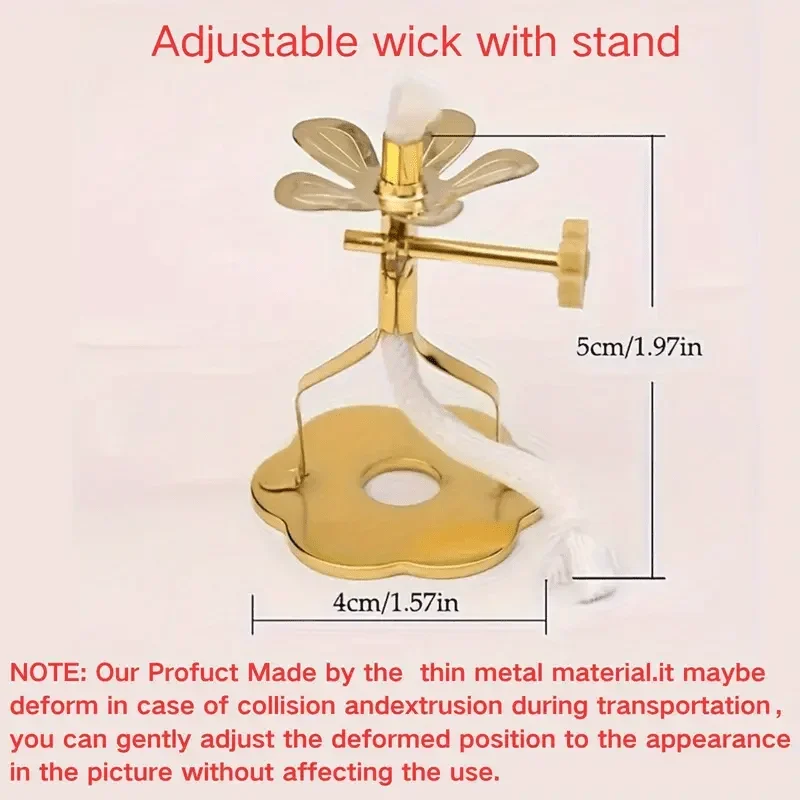 1pc Elegant Golden Candle Holder with Adjustable Wick - Heavy-Duty Candlestick, Tabletop Decor for Home,Office,Wedding, or Hotel