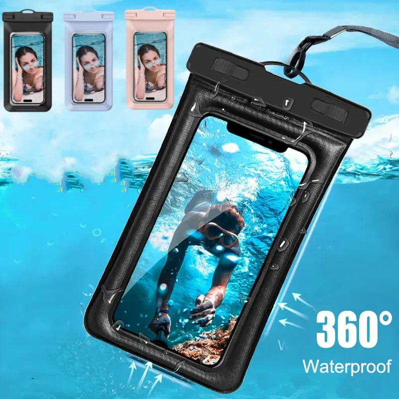 Waterproof Phone Case Bag PVC Black For Swimming