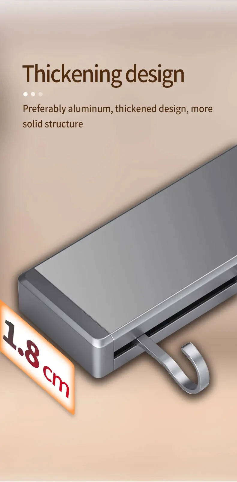 Description Picture 3 of itemKitchen Storage Rack Non-perforated shelves Kitchen Utensil Accessories Wall Mounted with Movable hook Spoon Holder Organizer