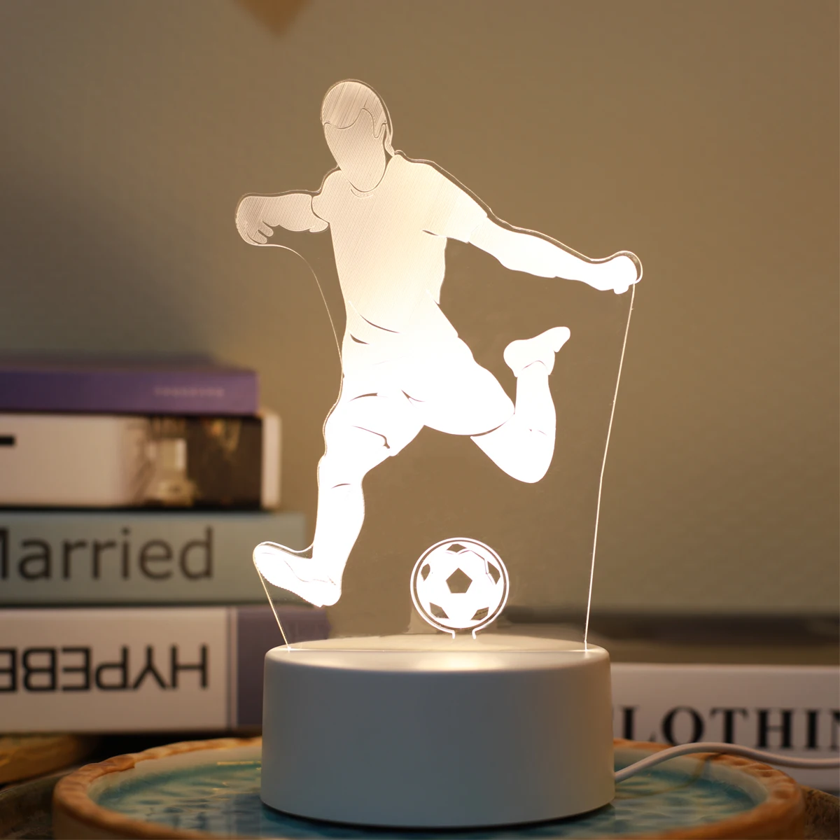 3D Creative Football Series Night Light 1pc USB Sports Decoration Home Decoration Desktop Creative Desk Lamp