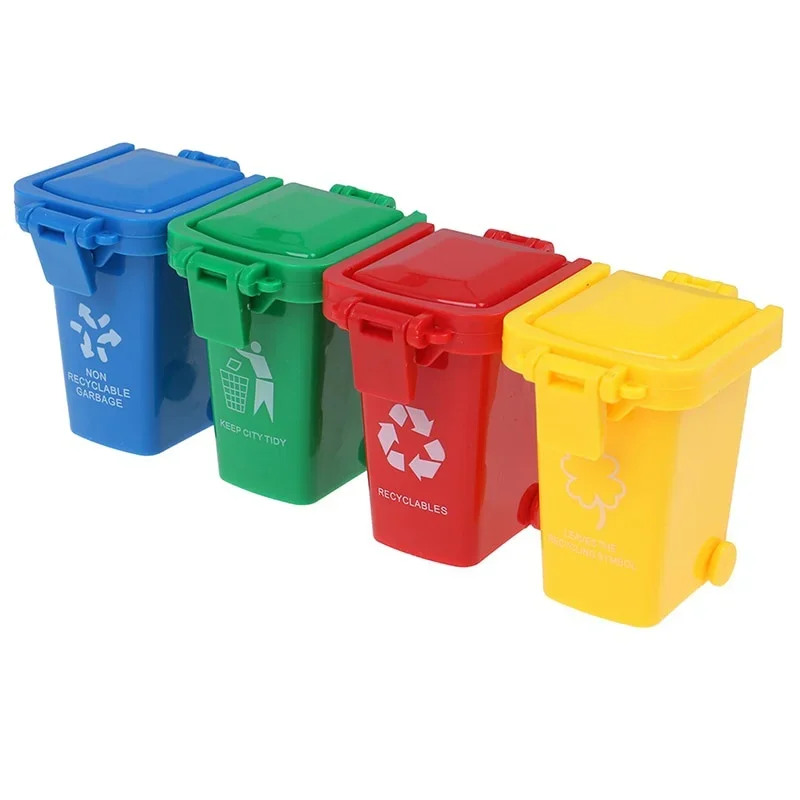4pcs Simulation 1:12 Dollhouse Mini Trash Can Toy Garbage Truck Cans Curbside Vehicle Bin s Kid  Furniture  Gift 6