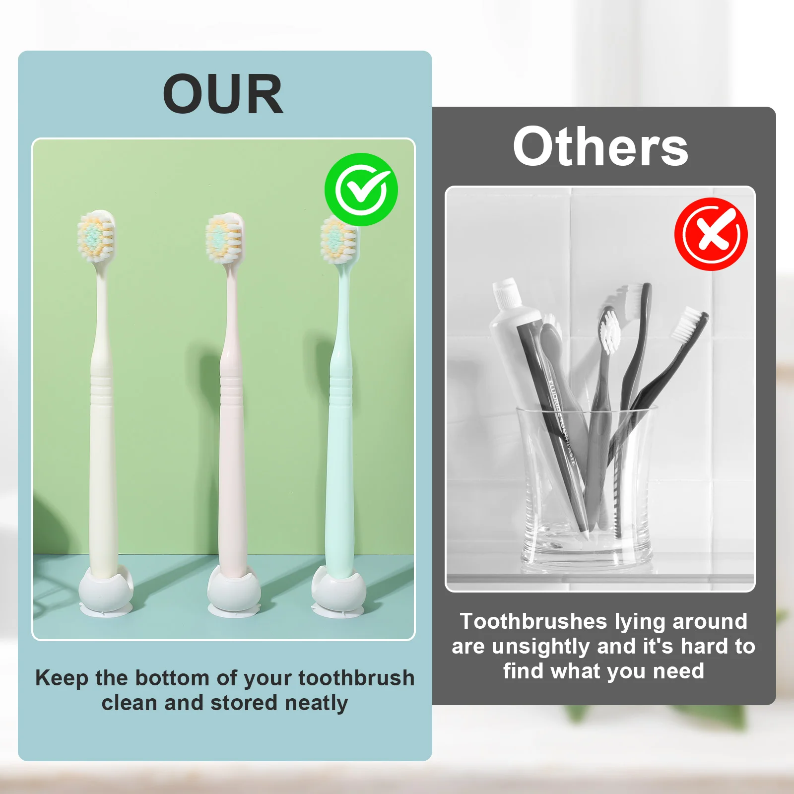 6 Pcs Suction Cup Toothbrush Holder Plastic Self Adhesive Holder Wall Shower Toothpaste Holders Bathroom Household Merchandises
