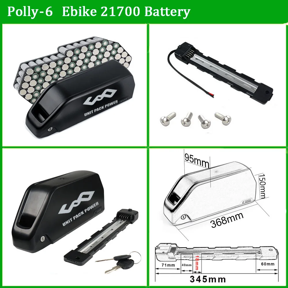 Polly 21700 EBike Battery 48V 52V 25Ah 60V 72V 36V 20Ah Electric Bicycle Bateria Li-on Pack for 2000W 1500W 1000W 500W 350W 250W 3