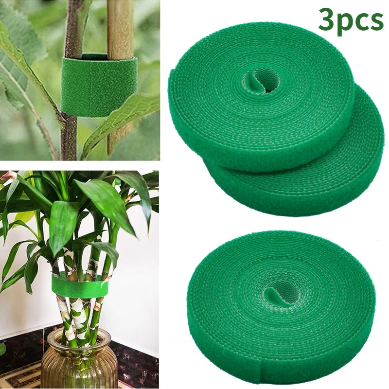Plant Ties 2m Nylon Plant Bandage Tie Home Garden Shape Tape Hook Loop Bamboo Cane Wrap Support Accessories 3Pcs plant ties