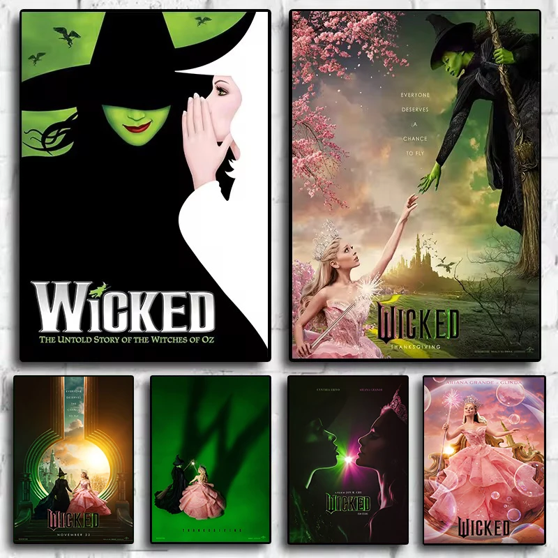 2024 Musical Movie Wicked Classic Fantasy Film Poster and HD Printed Canvas Painting Wall Art Pictures Home Interior Decor Gift