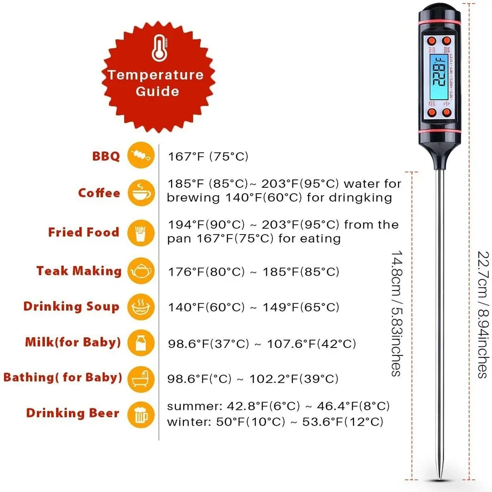 주방 음식 베이킹 디지털 온도계, 전자 프로브 타입 디지털 디스플레이, 액체 그릴 온도계