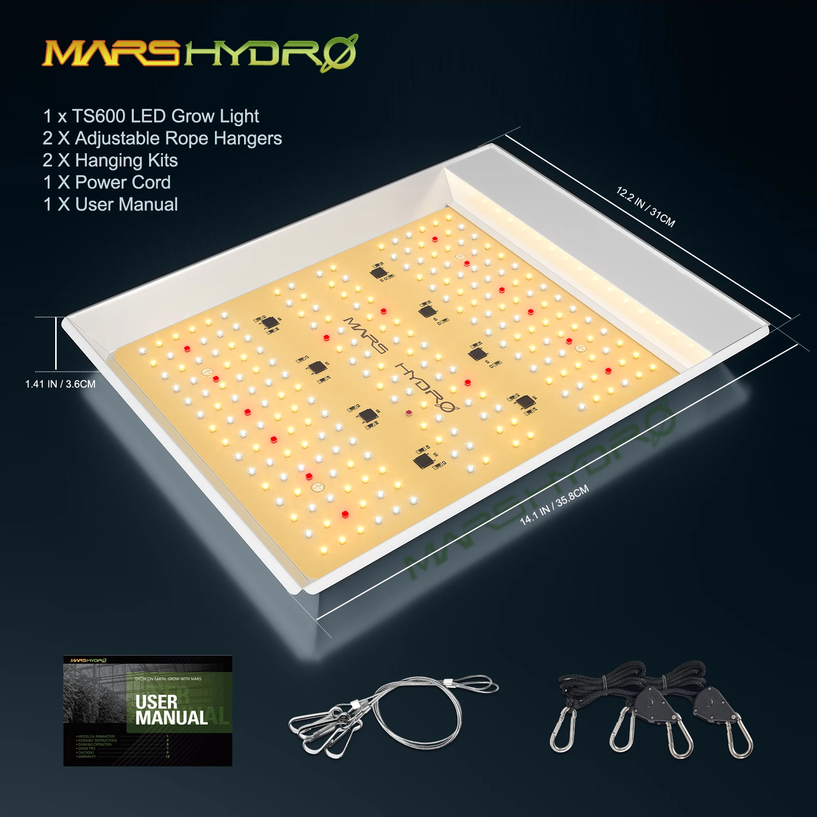 Upgraded Mars Hydro TS 600 LED Grow Light Full Spectrum Quantum