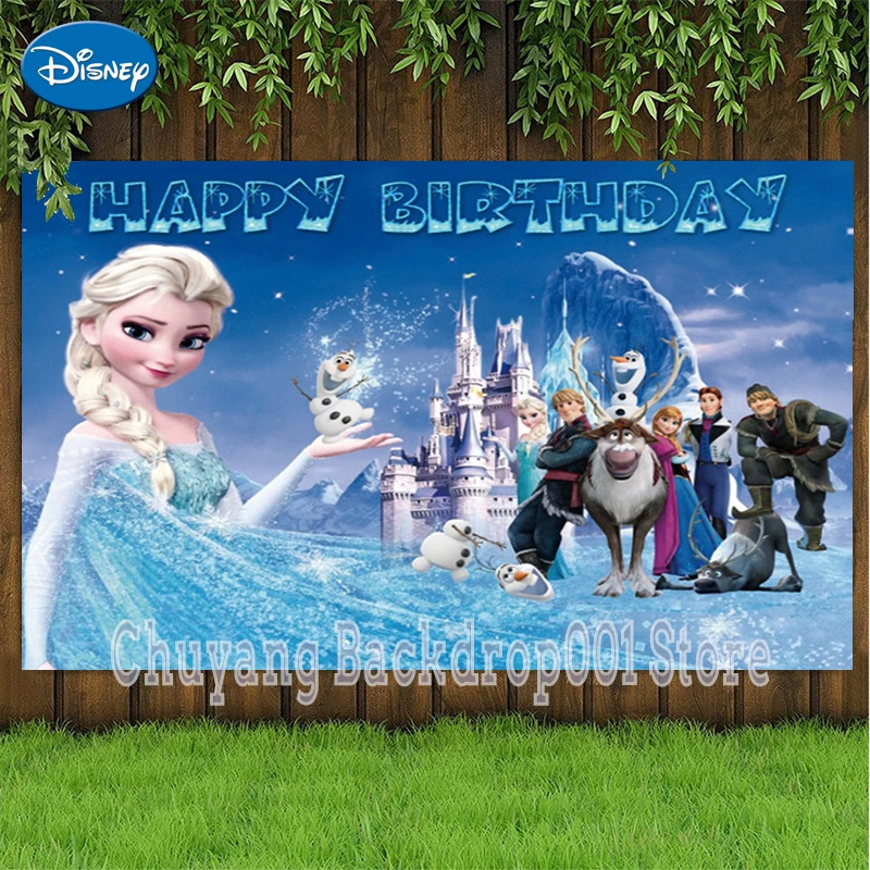 Disney Frozen Girl Birthday Party Customize Name Backdrop Princess Elsa  Anna Baby Shower Photography Background Photophone| | - AliExpress