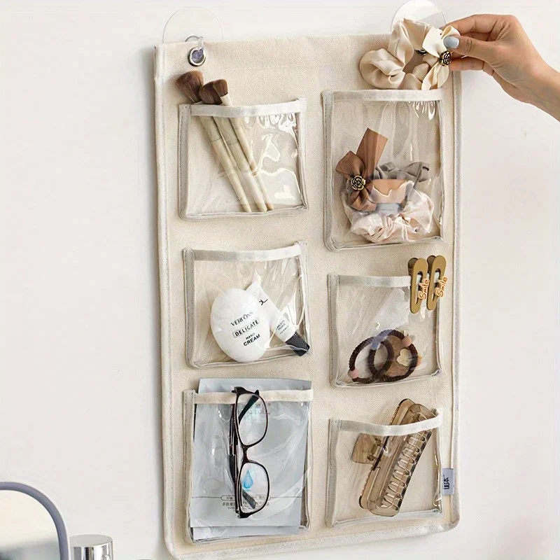 Description Picture 3 of item1PCThickened Canvas Waterproof Storage Bag Household Wall-mounted Bags Transparent Large Toy Storage Organizer Makeup Container