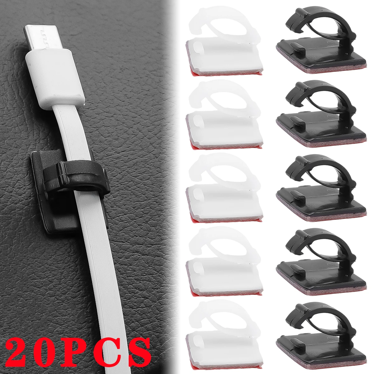 

Car Wire Clips Accessories Cable Self-adhesive Cord Management Black Wire Holder Organizer Clamp Tachograph Cable Clip Manager