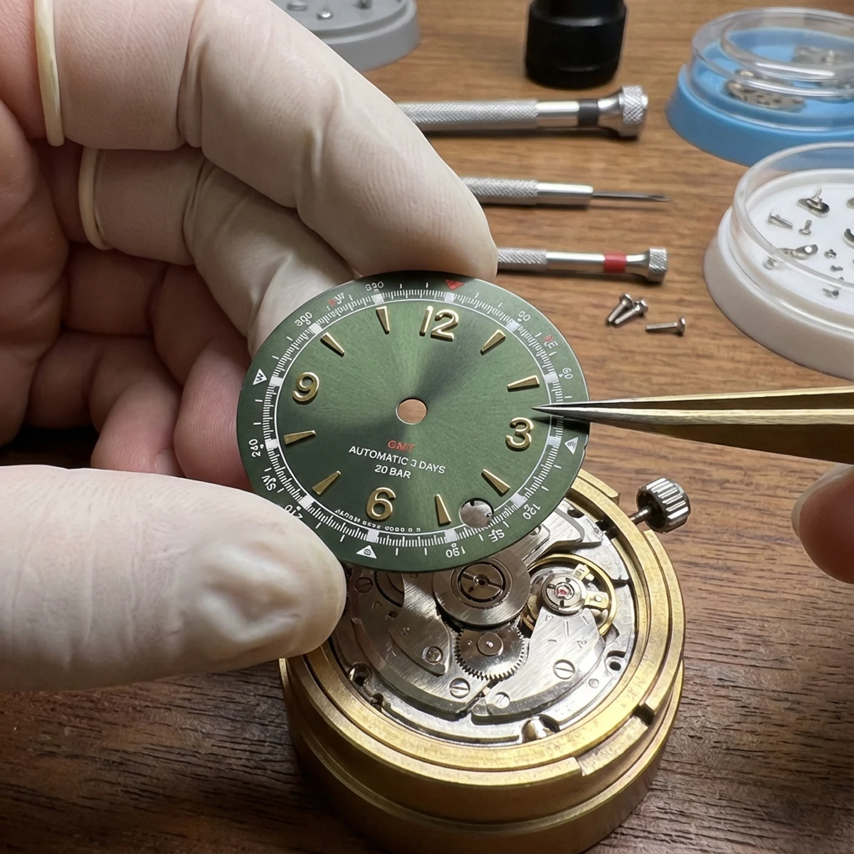 Green Lume Arabic Pilot Alpinist Dial - 28.5mm Case Mod Part