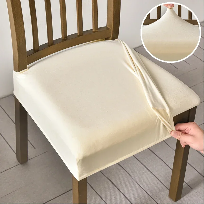 

Эластичный чехол на стул из спандекса, бархатные мягкие чехлы на сиденья, съемные пылезащитные однотонные Чехлы для кухни, столовой, отеля