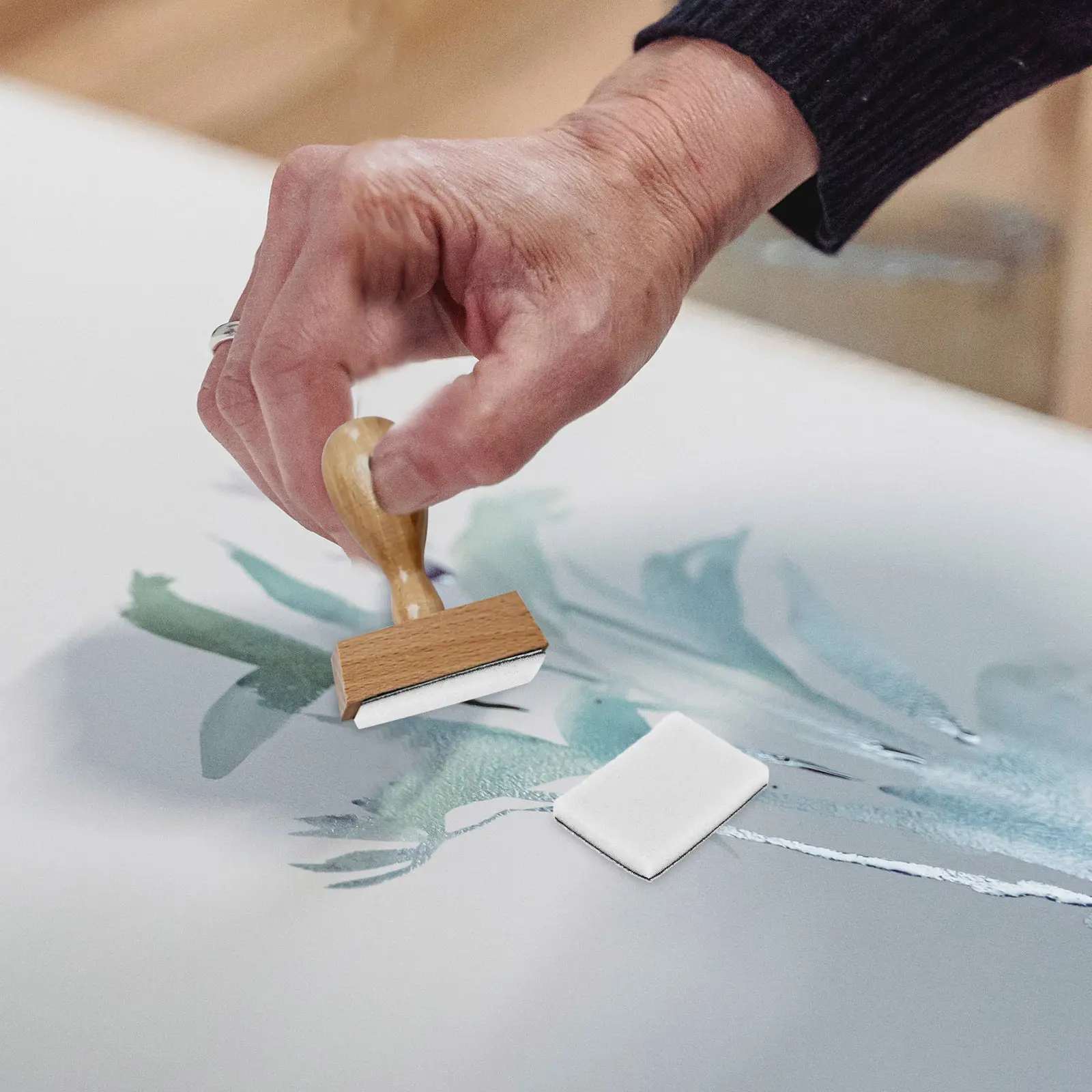 10Pcs 미니 잉크 블렌딩 도구 교체용 폼 패드 공예 잉크 블렌딩 스탬프 디스트레싱 페이퍼용 사각 플랫헤드 화이트 스펀지
