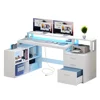 Office Furniture Desk Sets ,65" L Shaped Desk With Power Outlets And Monitor Stand , Computer Desk With LED Light &File Cabinet 6