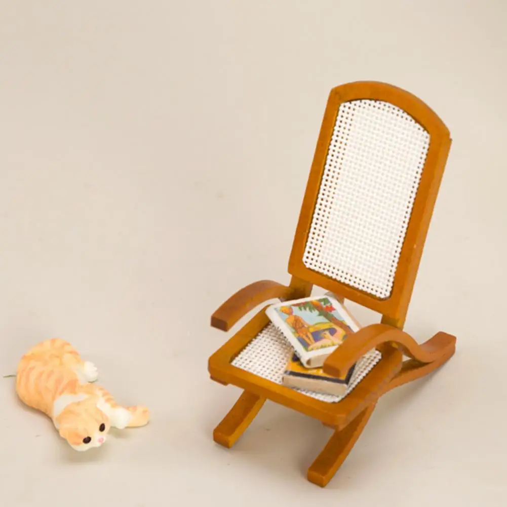 

Fashion Realistic High Simulation Mini Balcony Leisure Rattan Chair Model Home Supply Dollhouse Chair Rattan Chair Model