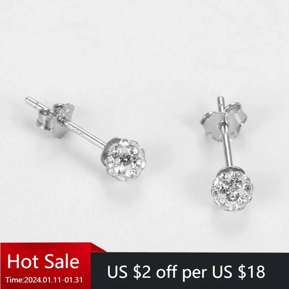 

Sterling Silver 925 Shiny 4mm Round Beads Zircon Stud Earrings for Women Teen Wedding Unique Sweet Jewelry Trendy