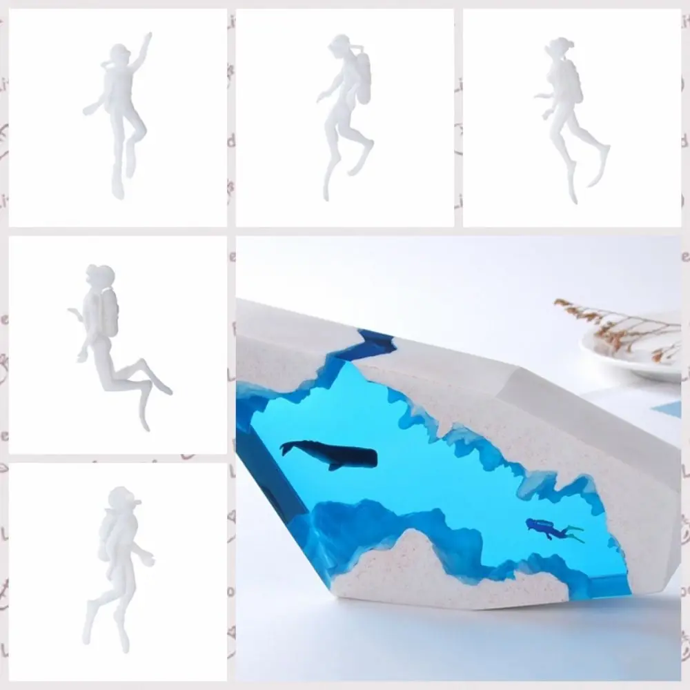 Unpainted Miniatures Ocean Diving Diver Action Figures Model Underwater Dive Decoration Accessories 1pc