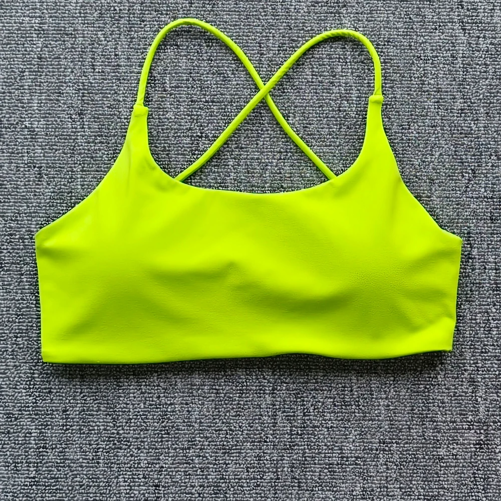 Sports Bra Solid Color Sexy Soft Women Fitness Sports Bra Top Gym Yoga underwear cross Back Cutout Athletic Tight Workout With Chest Pad