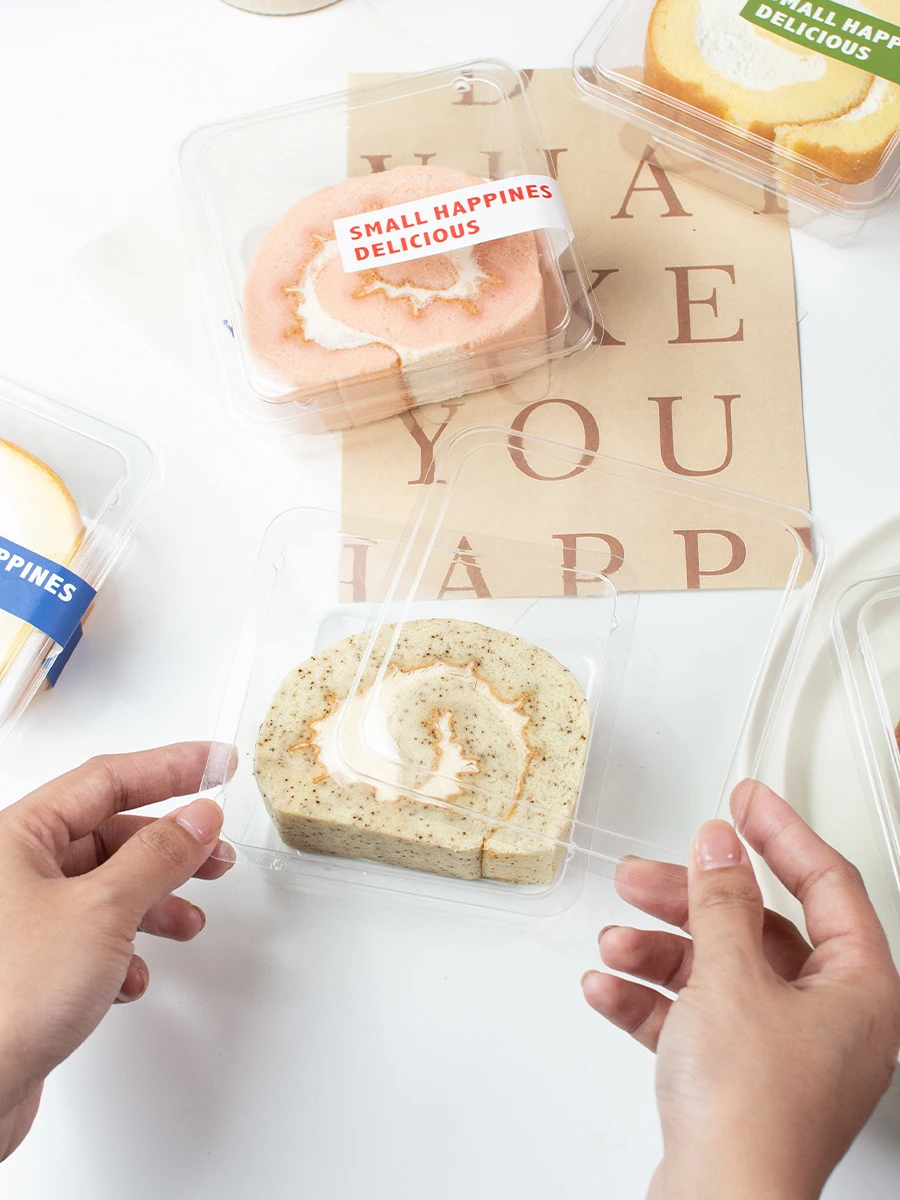 Bakery Dert Slice Paaging Box Transparent Cake Roll Wrap Single Piece Baking Pastry Mousse Multi-layer Roll Kitchen ...