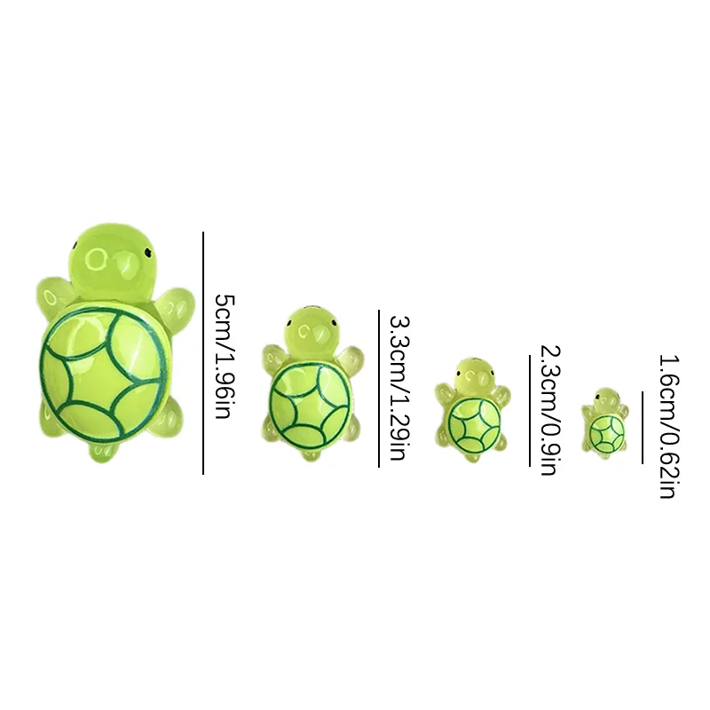 Mini Luminous Turtle Home Decor Landscaping Resin Crafts Glowing Turtle Garden Fish Tank Miniatures Ornaments Decoration 6/10pcs Resin Ornaments