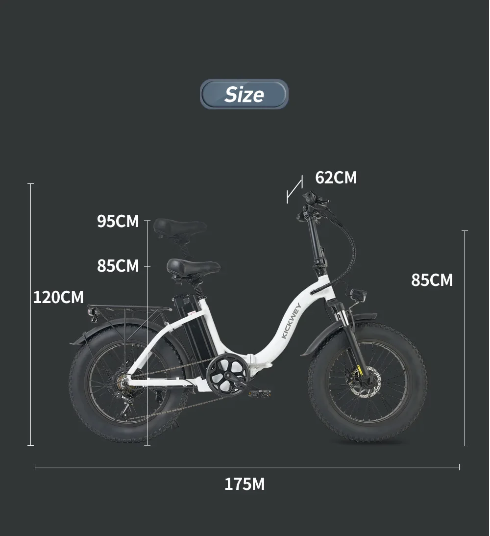 KICKWEY L20 Electric Bicycle 1000W Fatbike Folding Ebike 20 Inch MTB Snow Bike with 20AH Battery 50KM/H Electric Bike electric bike electric bicycle