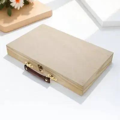 1Pcs 다기능 나무 그림 케이스(손잡이 포함) 수채화 오일 펜 안료 브러쉬용 가볍지만 튼튼한 보관 상자