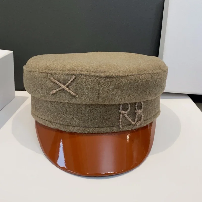 Autumn Winter Wool Newsboy caps Patchwork Letter Flat Caps Cotton Newsboy Cap