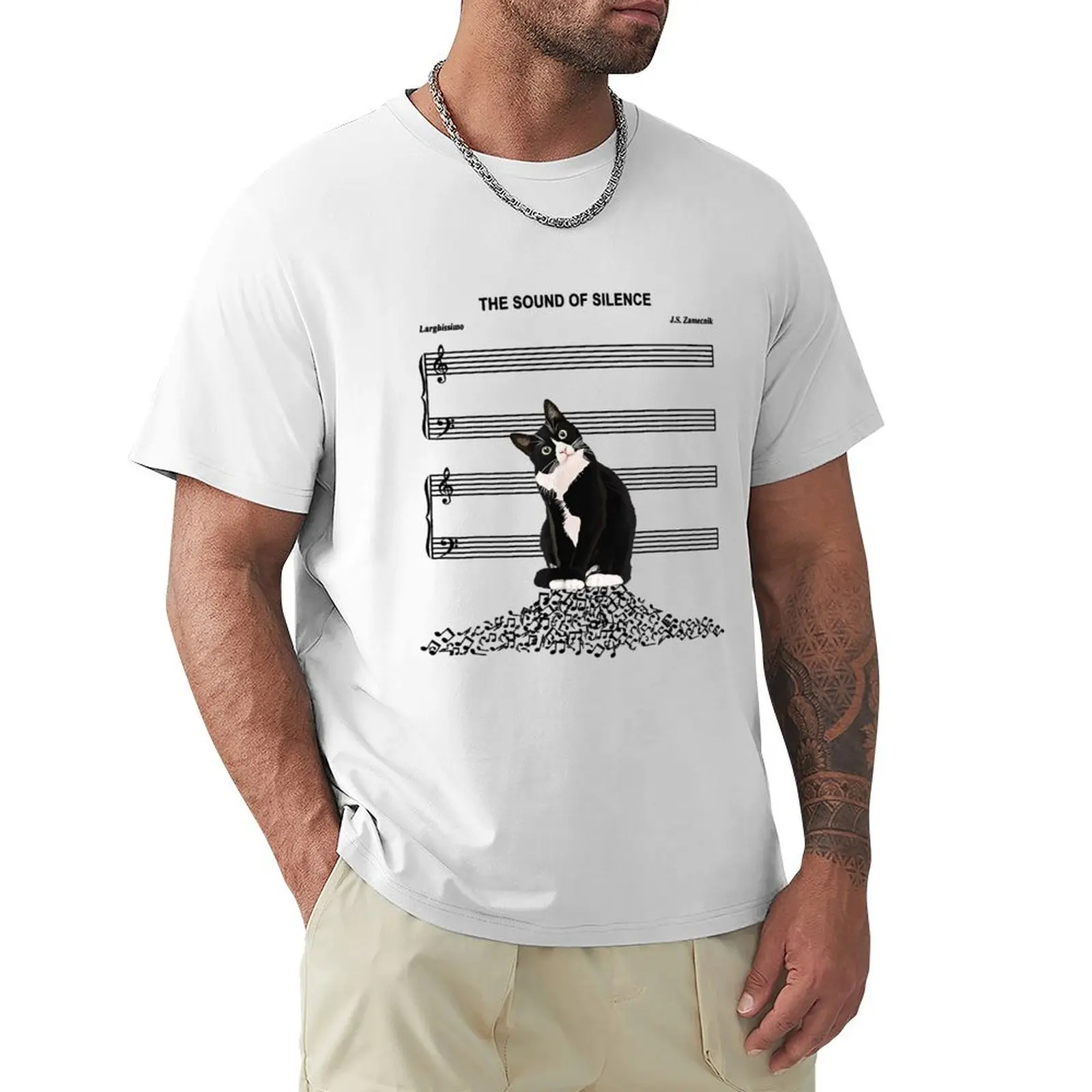 

The Sound Of Silence Music And Cats Lover T-shirt tops summer tops vintage plain clothes for men