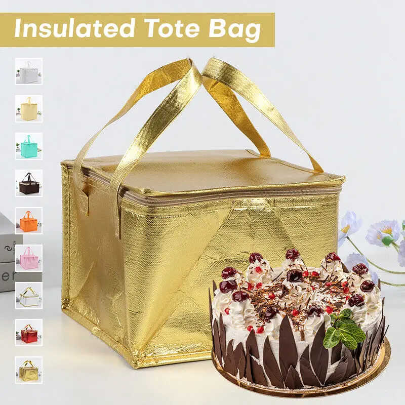 

Insulated Thermal Cooler Bag Cool Cake Lunch Foods Drink Boxes Camping Tin Foil Bags Food Delivery Bag Tote Reusable