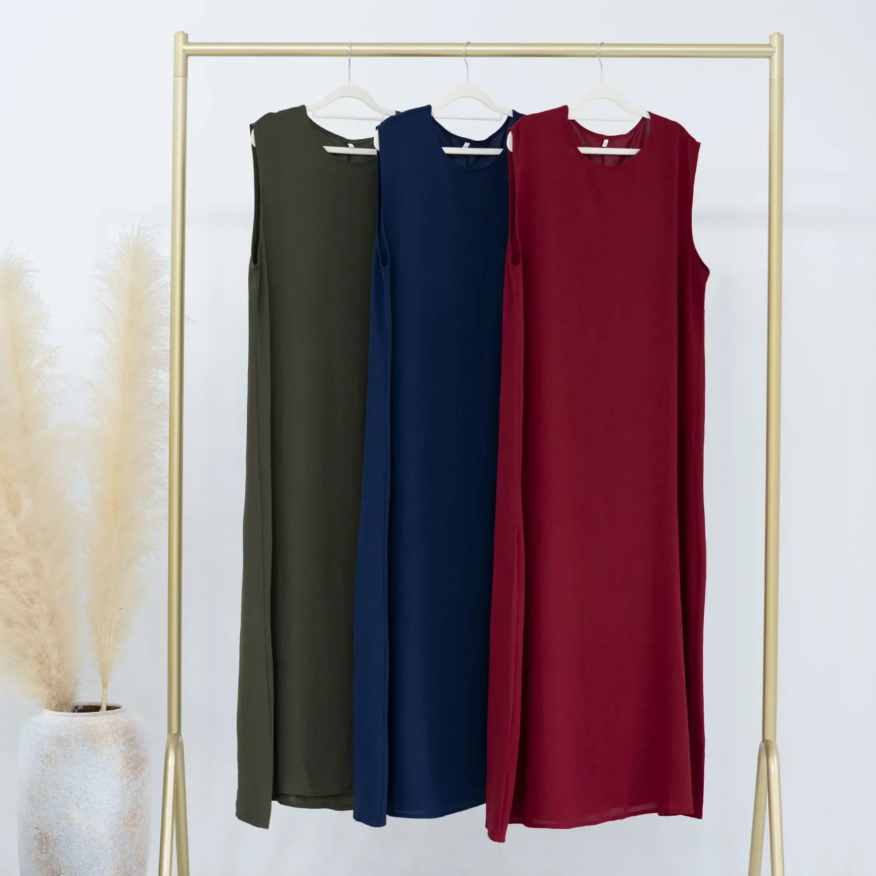 Under Abaya Inner Dress Winter Islamic Inside Robe Abayas Slip Sleeveless Dresses Lining Muslim Base Wear for Women Dubai Turkey