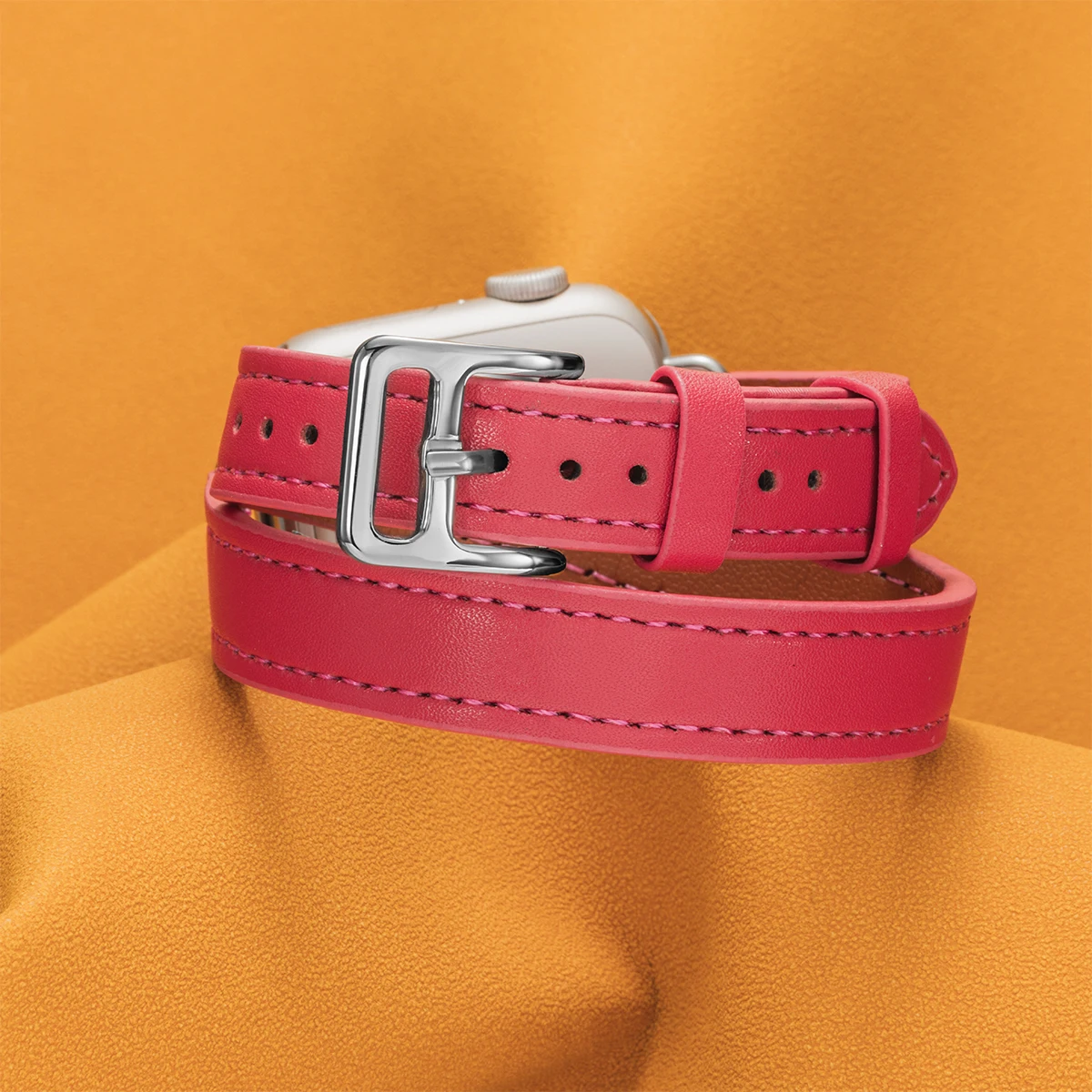Double Tour Leather Strap for Apple Watch - Stylish Band for All Series
