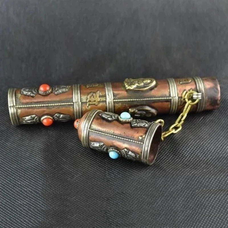 Tibetan Buddhist OM MANI PADME HUM & VAJRA Mantra Copper Incense Holder