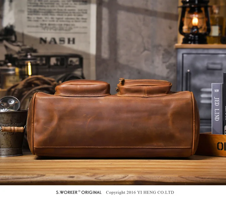 PNDME Vintage Luxus Crazy Horse Rindsleder Herren Reisetasche mit großem Fassungsvermögen Outdoor Fitness handgemachte echtes Leder große Handtasche – Detail 8