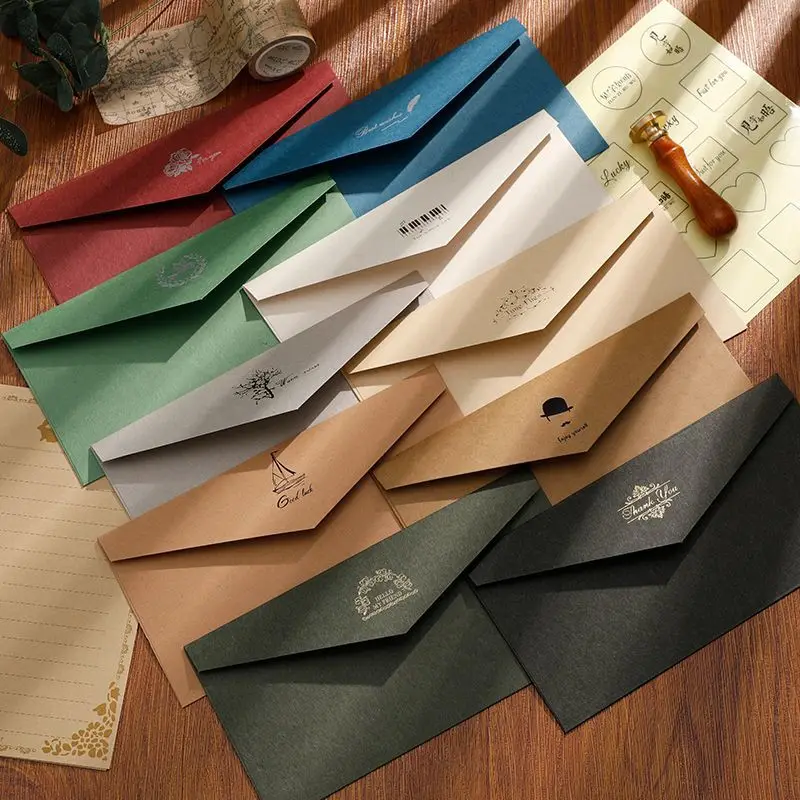 50pcs/lot Gilding Envelopes Bag Wedding Small Business Supplies Stationery DIY Postcard 150g Paper Invitations Storage Packaging