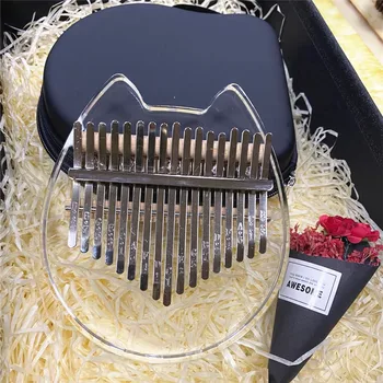 투명 레인보우 기미 칼림바 엄지 피아노, 손가락 피아노, 전체 키트 및 케이스 포함, 어린이 성인 초보자용 17 키 악기