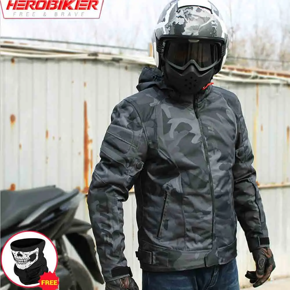 HEROBIKER Motorcycle Jackets Men Motocross Racing Jacket Breathable Motorbike Riding Waterfroof Moto Reflective Clothes Winproof