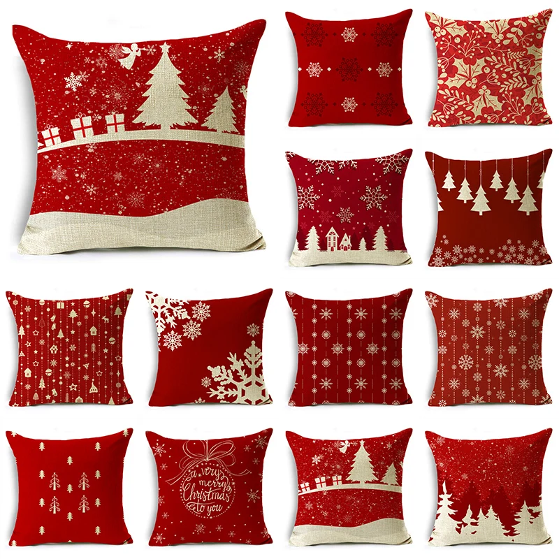 

Christmas Linen Merry Christmas Gifts Printed Pictures Sofa Cushion Covers Pillow Covers Home Decor Party Car Bedding