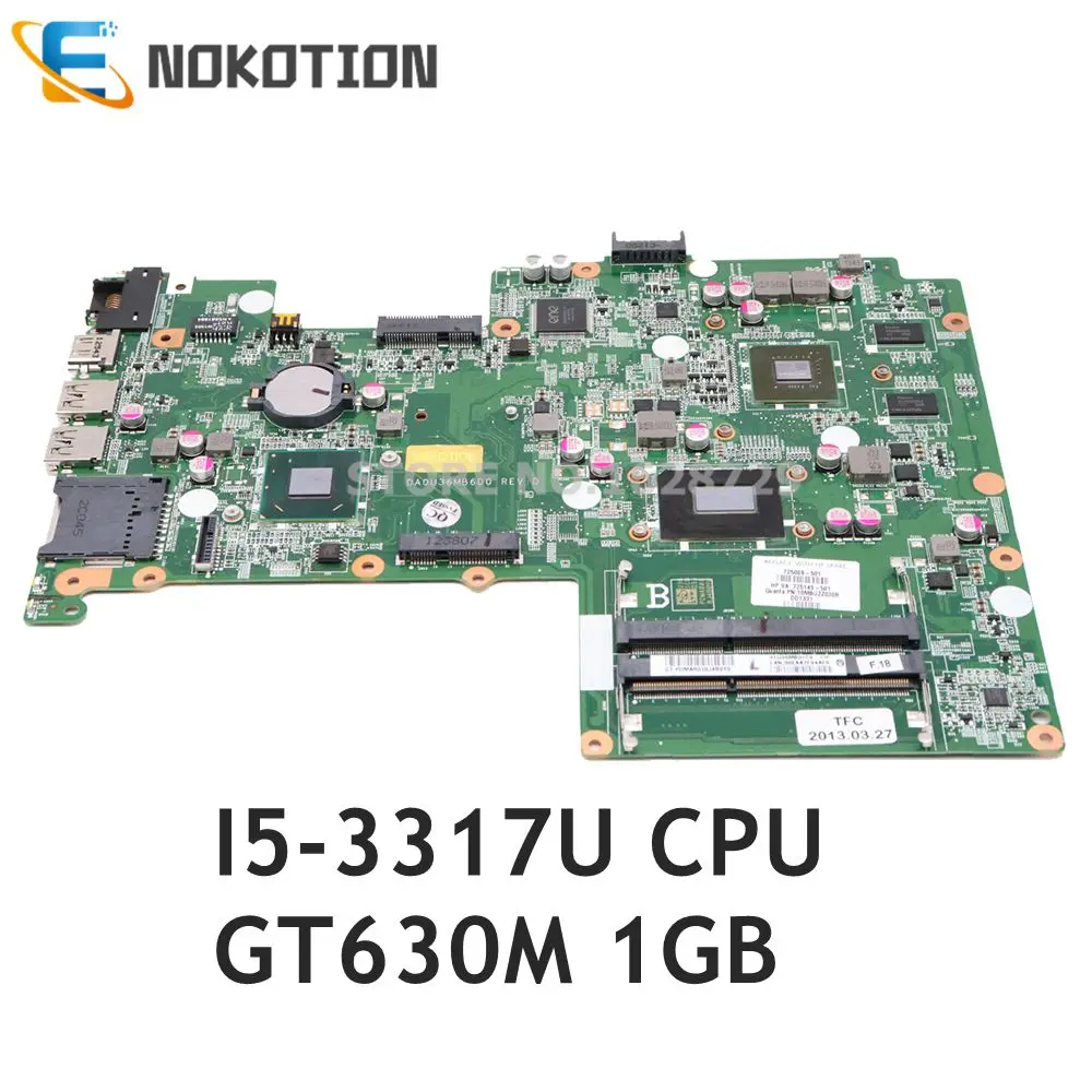 Nokotion Da0u36mb6d0 Laptop Motherboard For Hp Pavilion Sleekbook 15-b I5-3317u Geforce Main Board Full - Laptop Motherboard - AliExpress