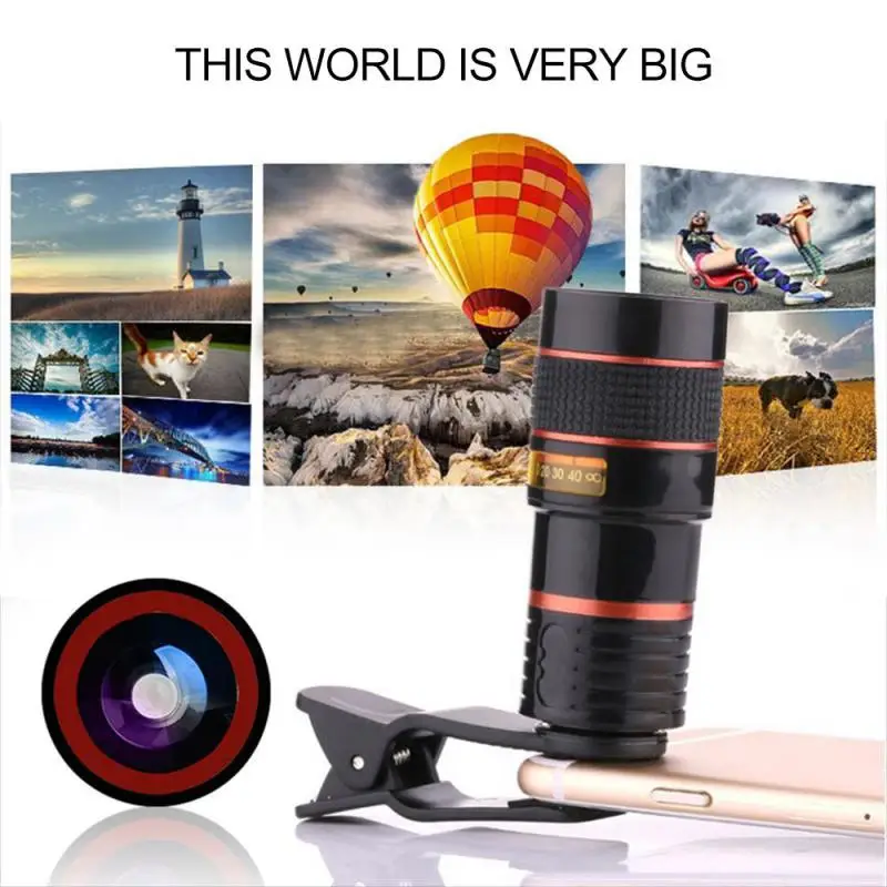 8X/12X Phone Camera Lens Universal Zoom Wide Angle Macro Fisheye Lens Telephoto Monocular for IPhone Samsung Smartphone