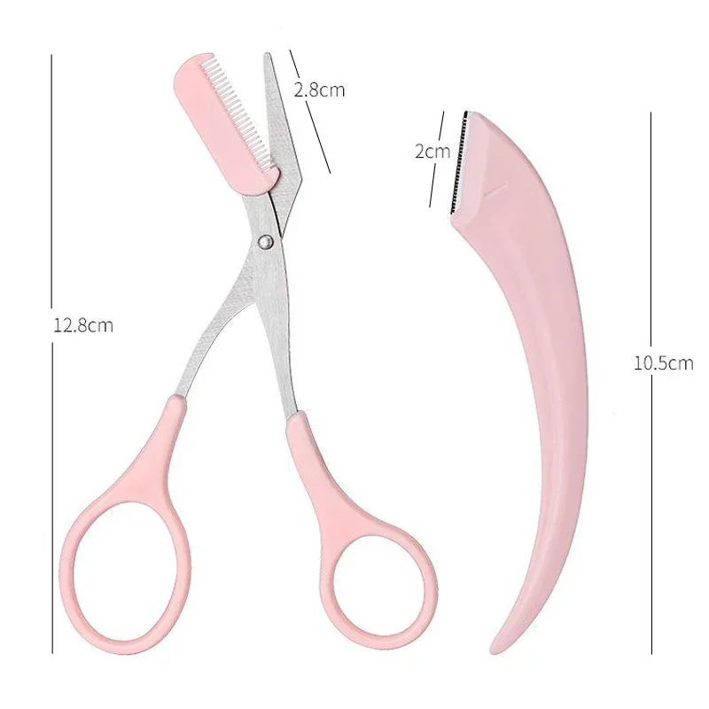 1/2/3Pcs For Women Eyebrow Scissors With Comb Brow Trimmer Scraper Eyebrow Trimming Knife Face Razor