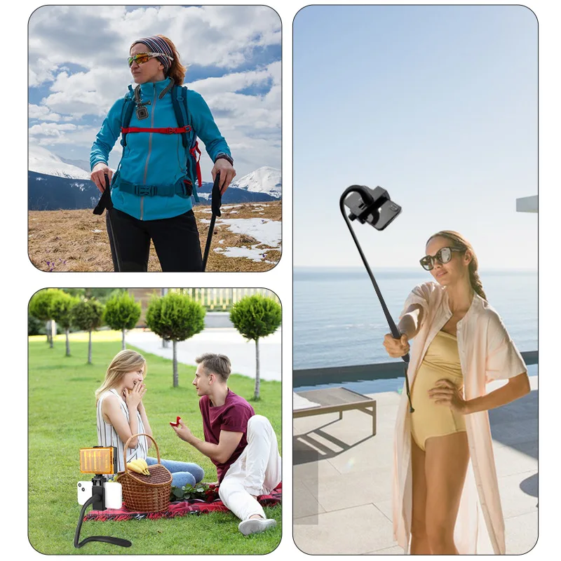 PULUZ 실리콘 유연한 클립 마운트 거치대, 휴대폰 클램프 포함, 휴대폰, GoPro (검정색)