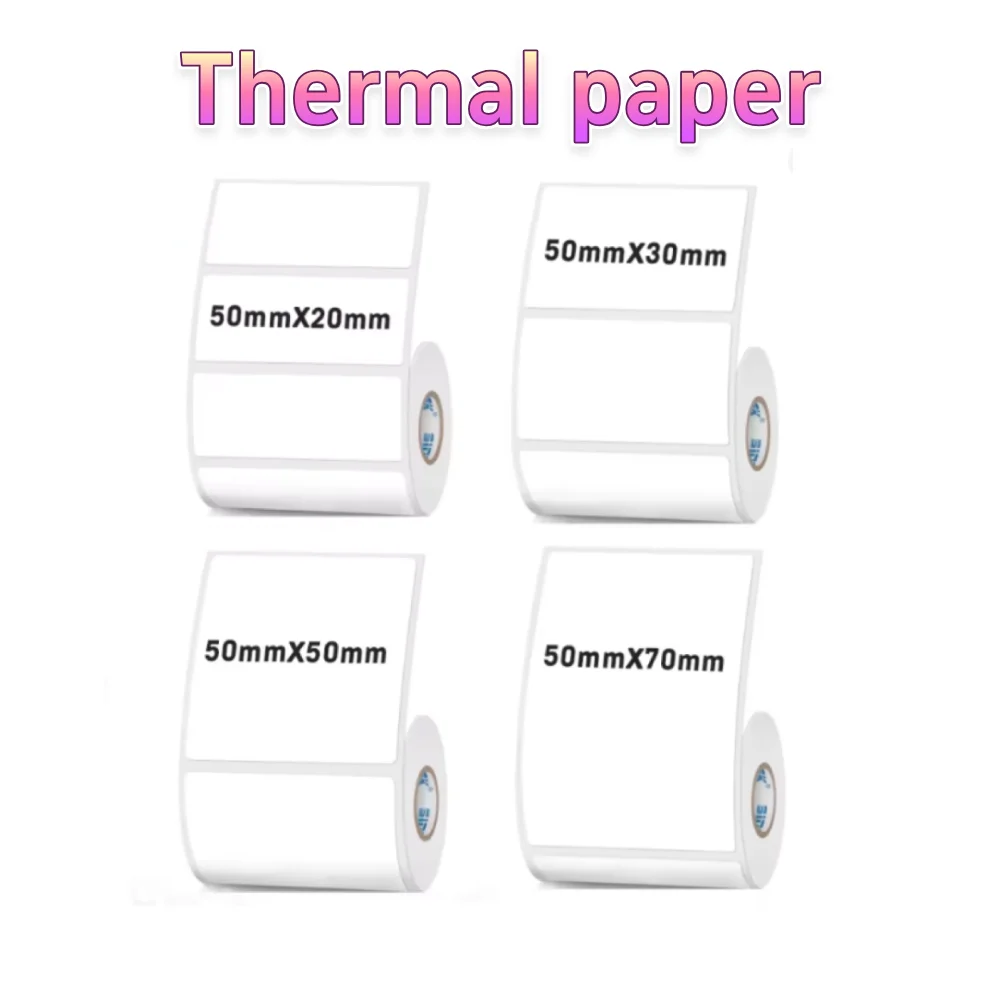 50mm Waterproof White Thermal Label Stickers - Self-Adhesive for Clothing & Price Tags